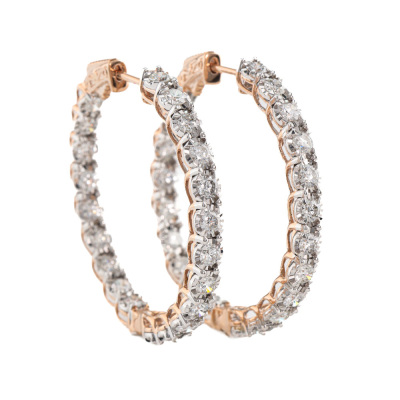 3.08ct Diamond Hoop Earrings
