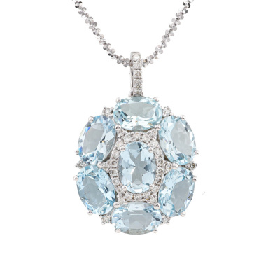5.00ct Aquamarine and Diamond Pendant