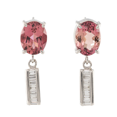 3.91ct Tourmaline and Diamond Earrings
