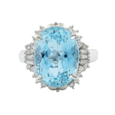 6.64ct Aquamarine and Diamond Ring