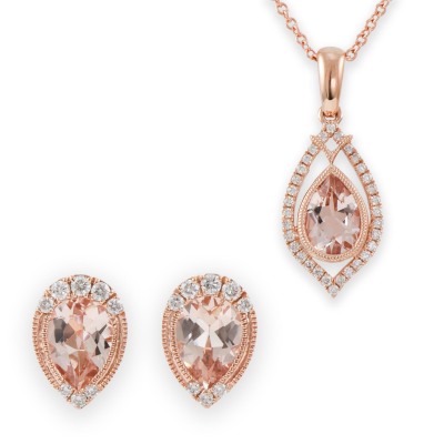 Morganite Pendant & Earrings Set