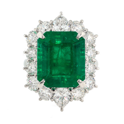 9.66ct Zambian Emerald and Diamond Ring GIA