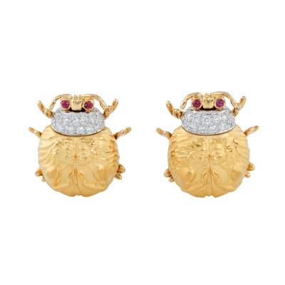 Carrera Y Carrera Scarab Beetle Earrings