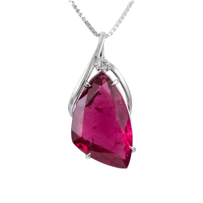 5.95ct Rubellite and Diamond Pendant