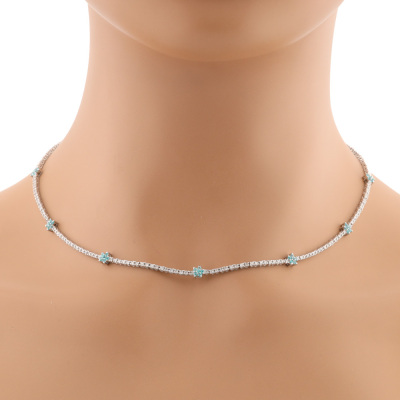 Paraiba Tourmaline and Diamond Necklace