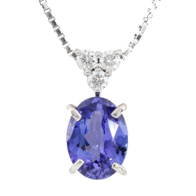 1.26ct Tanzanite and Diamond Pendant