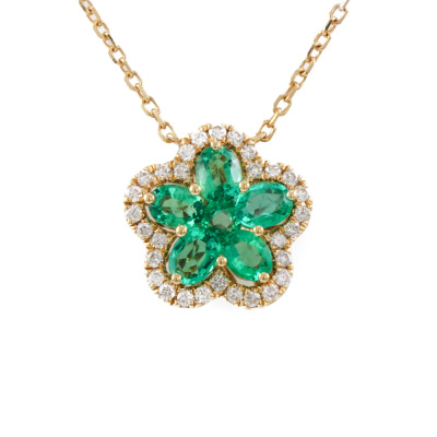0.91ct Emerald & Diamond Pendant