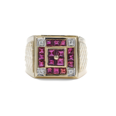 1.50ct Ruby and Diamond Mens Ring