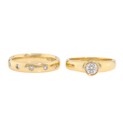 Diamond Solitaire Ring & Diamond Band Ring Set