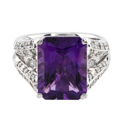 5.60ct Amethyst and Diamond Ring
