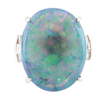 24.93ct Black Opal and Diamond Ring