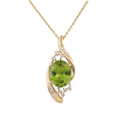 3.17ct Peridot and Diamond Pendant