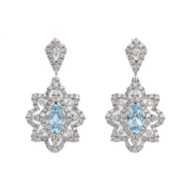0.40ct Aquamarine and Diamond Earrings