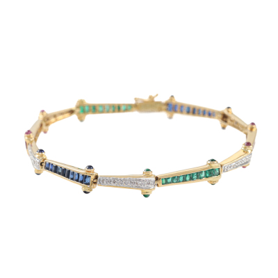 Ruby, Sapphire, Emerald and Diamond Bracelet
