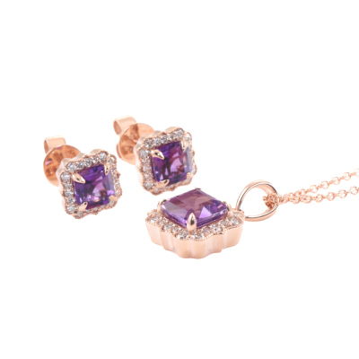 Amethyst Pendant & Earring Set