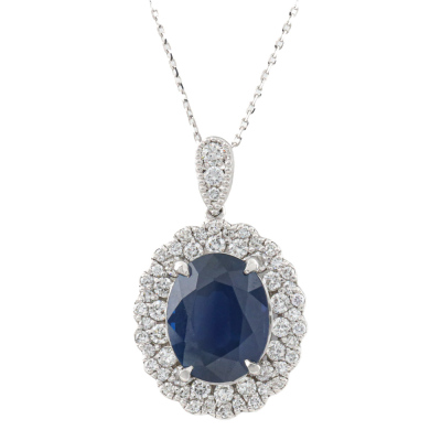 4.45ct Blue Sapphire and Diamond Necklace