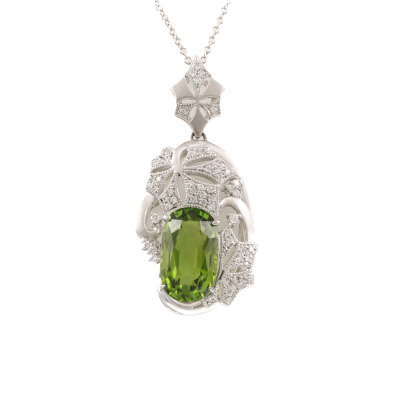 13.39ct Peridot and Diamond Pendant