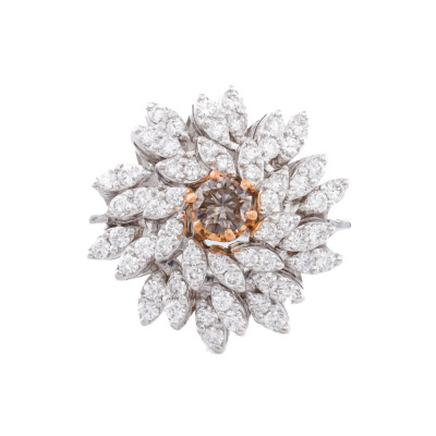 0.31ct Centre Pinkish Brown Diamond Ring GSL
