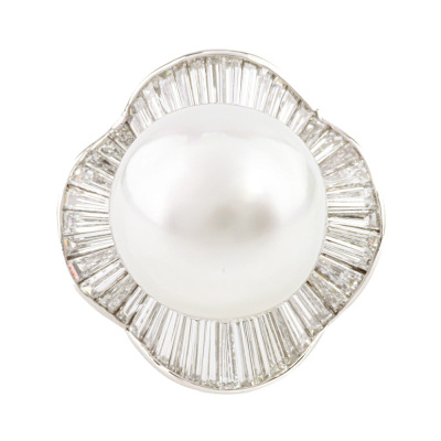 16.1mm South Sea Pearl and Diamond Ring