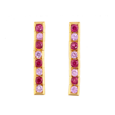 Ruby and Sapphire Drop Earrings