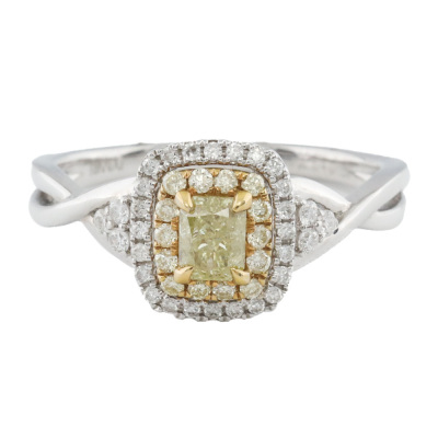 0.65ct Fancy Yellow & White Diamond Ring