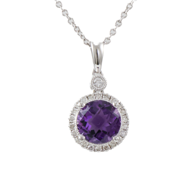 1.31ct Amethyst and Diamond Pendant