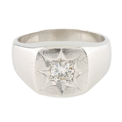 0.38ct Mens Diamond Platinum Ring 18.5g