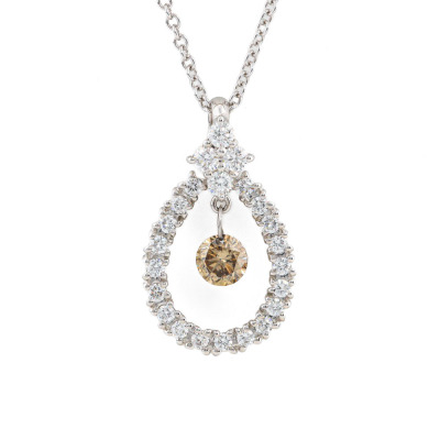 Centre Champagne and White Diamond Pendant