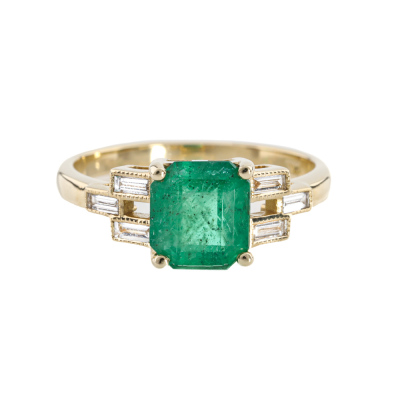 1.53ct Zambian Emerald & Diamond Ring GSL
