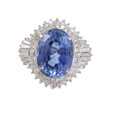 9.56ct Sri Lanka Sapphire and Diamond Ring
