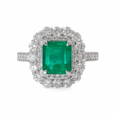 2.02ct Colombian Emerald & 0.95ct Diamond Ring