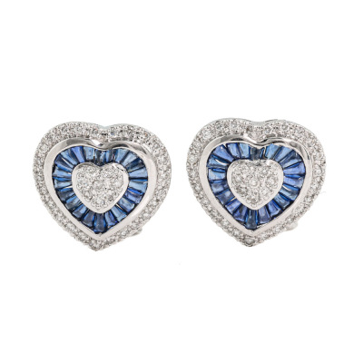 0.87ct Sapphire and Diamond Earrings