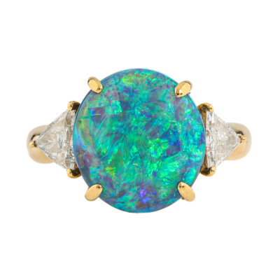 6.73ct Black Opal & Diamond Ring