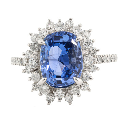 3.89ct Sri Lankan Sapphire & Diamond Ring