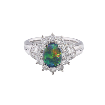 0.92ct Opal & Diamond Ring