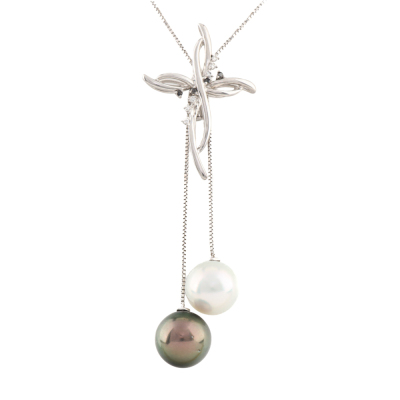South Sea & Tahitian Pearl & Diamond Pendant