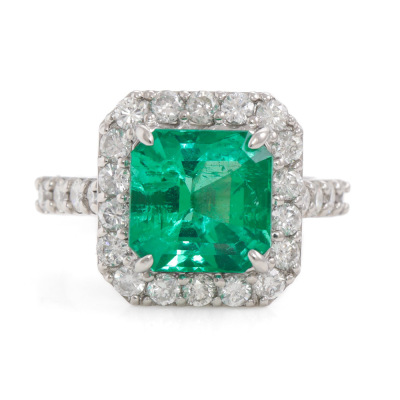 3.51ct Colombian Emerald & 1.10ct Diamond Ring