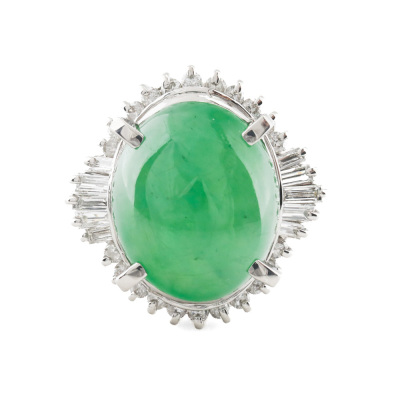 9.45ct Jadeite Jade & 0.65ct Diamond Ring