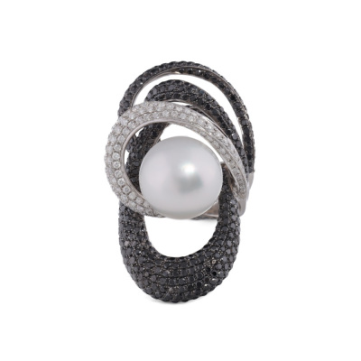 14.9mm South Sea Pearl & 5.65ct Diamond Ring