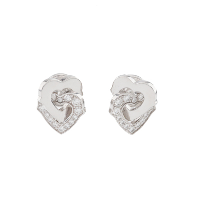 Cartier Double Heart Diamond Earrings
