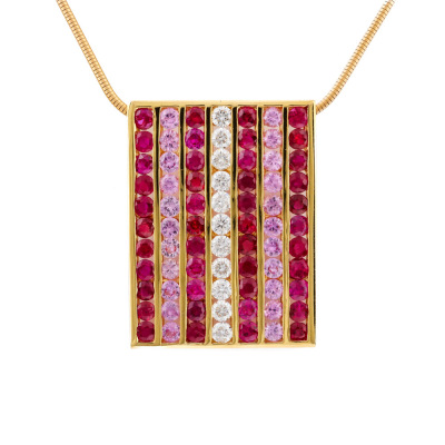 4.30ct Ruby, 1.62ct Sapphire & Diamond Pendant