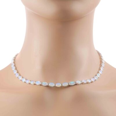 17.50ct Crystal Opal & 0.60ct Diamond Necklace
