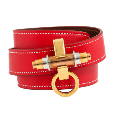 Givenchy Obsedia 3 Row Leather Red Cuff