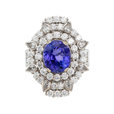7.16ct Tanzanite & 4.10ct Diamond Ring