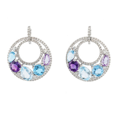 4.90ct Multi Colour Gemstone & Diamond Earrings