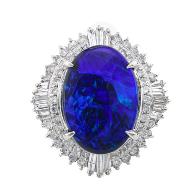5.18ct Black Opal and Diamond Ring