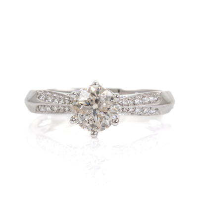 1.00ct Centre Diamond 18ct White Gold Ring GSL