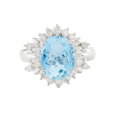3.28ct Aquamarine and Diamond Ring