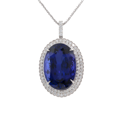 42.85ct Tanzanite and Diamond Pendant GSL