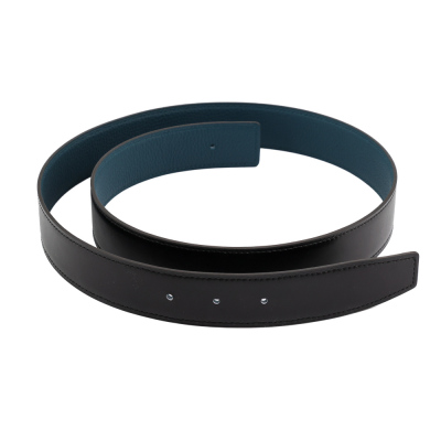 Hermes 32mm Black/Blue Leather Belt